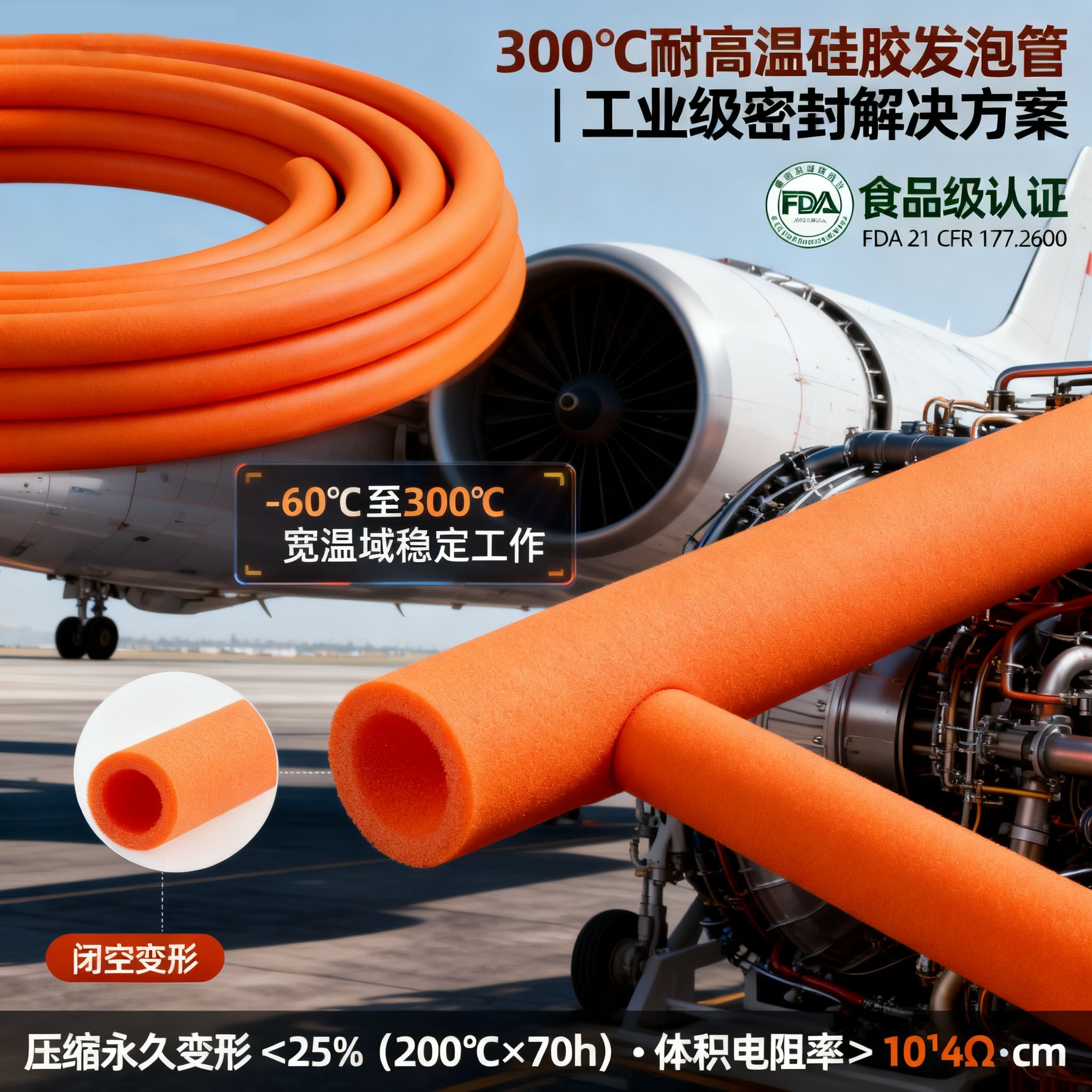 300度高溫硅膠發泡管